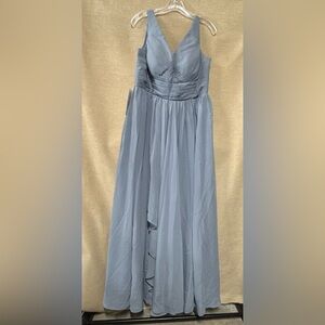 Dusty blue dress zips to waist ties up back size 16 NWT never worn